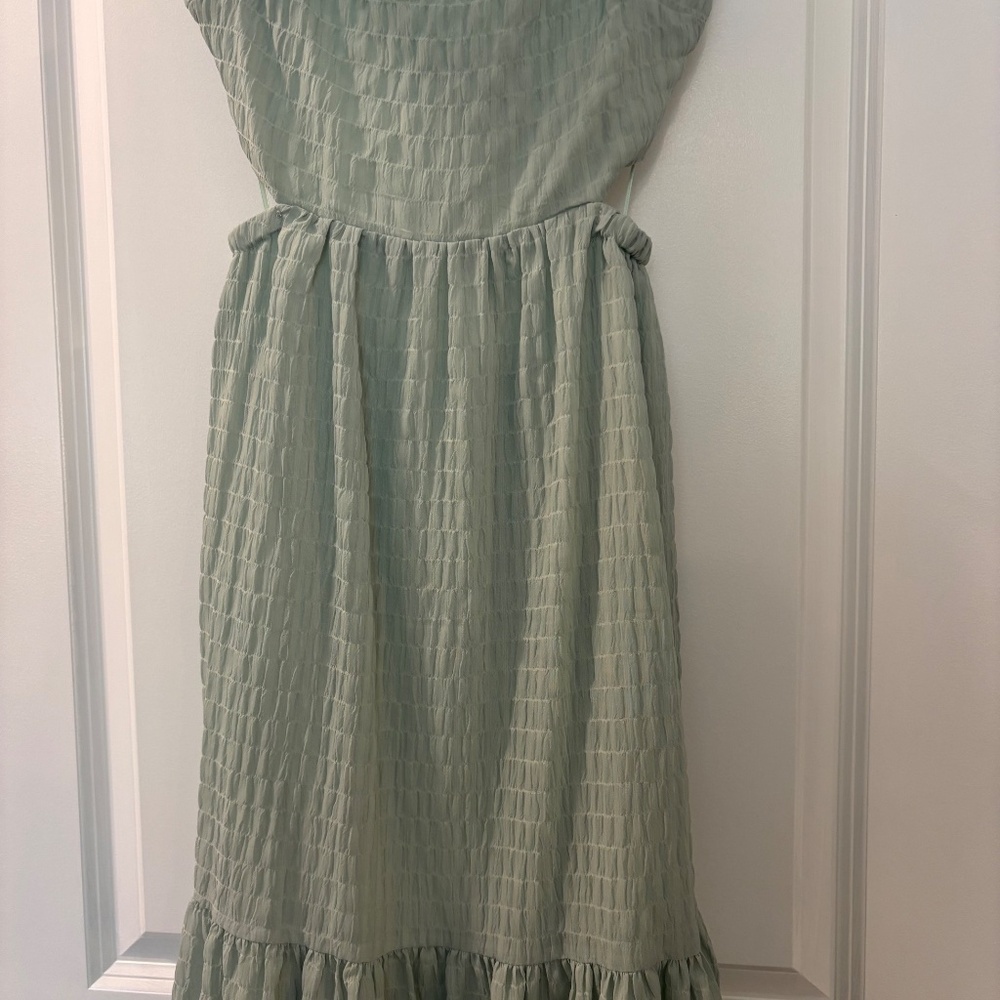 NWT Lush Dreamiest Darling Mint Smocked Tie-Back Tiered Midi Dress - Picture 6 of 12